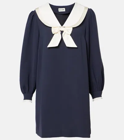 Rixo London Halina Bow-detail Minidress In Blue