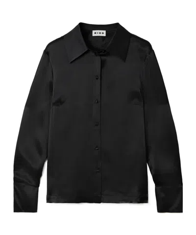 Rixo London Havan Silk Shirt In Black