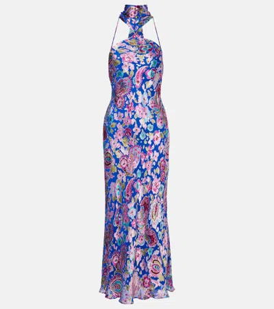 Rixo London Hayley Floral Maxi Dress In Blue