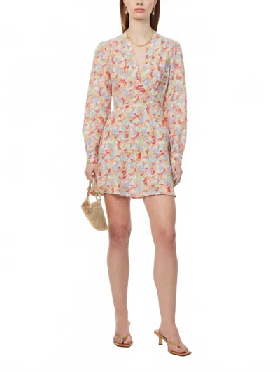 Rixo London Hebe V-neck Floral Mini Dress In Sherbet In Pink