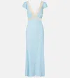 Rixo London Iggy Lace-trimmed Polka-dot Midi Dress In Blue