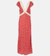 Rixo London Iggy Polka-dot Lace-trimmed Satin Midi Dress In Multicoloured
