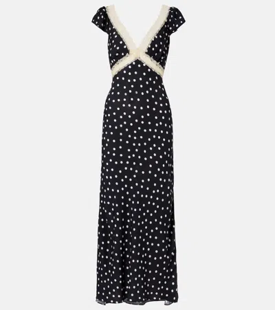 Rixo London Iggy Polka-dot Maxi Dress In Black
