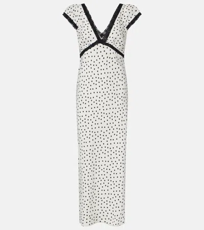 Rixo London Iggy Polka-dot Linen-blend Maxi Dress In Multi