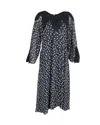 Rixo London Irene Crochet-paneled Polka Dot Midi Dress In Navy Blue Viscose In Blue