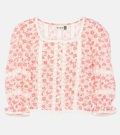 Rixo London Jacques Floral Cotton Voile Top In Multicoloured