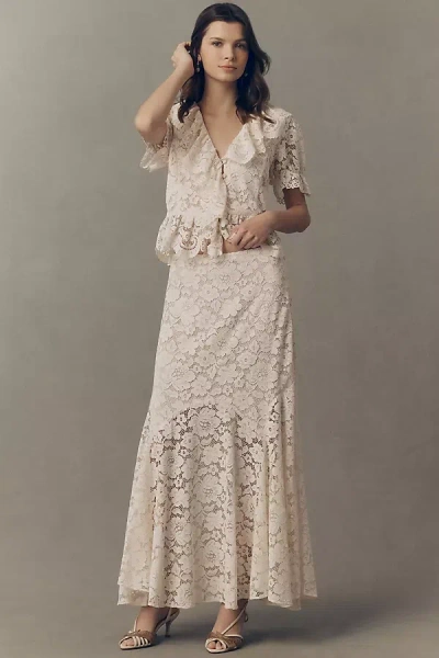 Rixo London Jada Lace Maxi Skirt In White