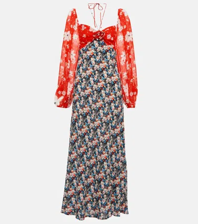 Rixo London Jeanie Floral Silk-blend Midi Dress In Multi