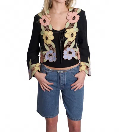 Rixo London Jeremiah Garden Cutwork Jacket In Black Multi