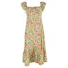 Rixo London June Ruffled Printed Midi Dress In Multicolor Cotton In Green