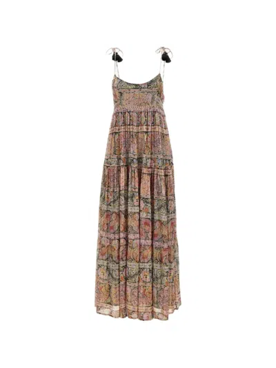 Rixo London Kamilah Paisley-print Tiered Dress In Brown