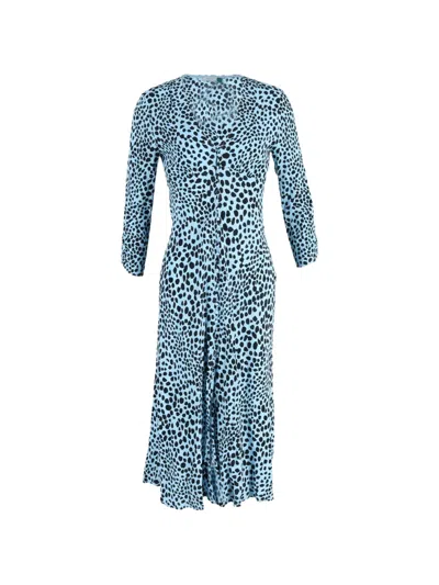 Pre-owned Rixo London Katie Leopard-print Dress In Blue