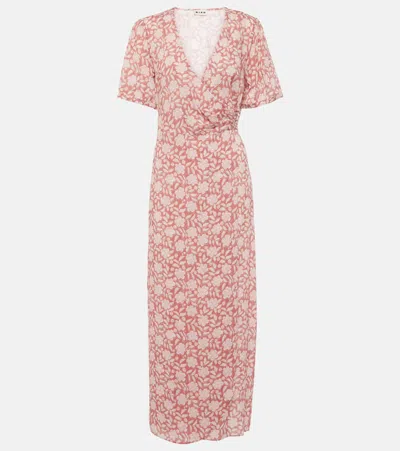 Rixo London Katrina Floral Midi Dress In Pink