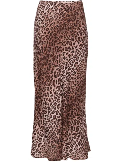 RIXO LONDON KELLY LEOPARD-PRINT SILK MIDI SKIRT