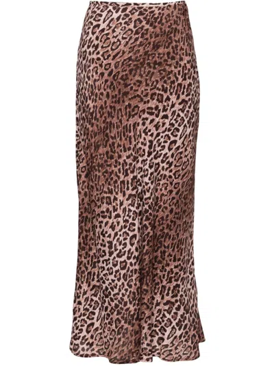 RIXO LONDON KELLY LEOPARD-PRINT SILK MIDI SKIRT