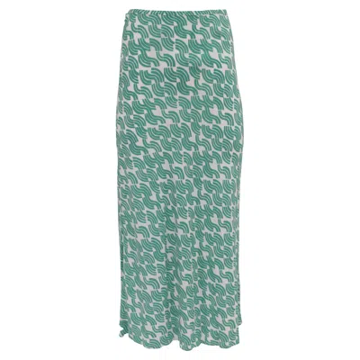 Rixo London Kelly Printed Midi Skirt In Green Viscose
