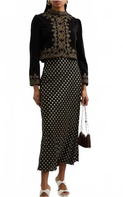 Rixo London Kelly Skirt In Shibori Gold In Black