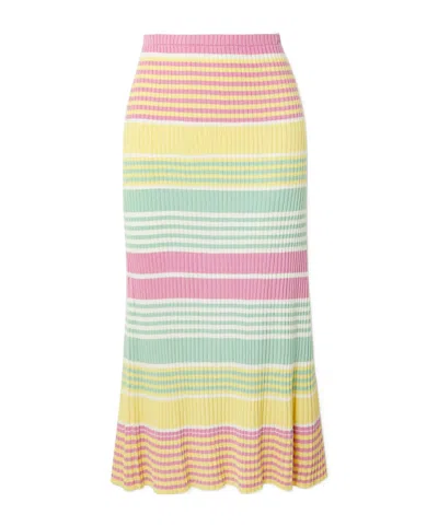 Rixo London Kelly Striped Knit Midi Skirt In Multi