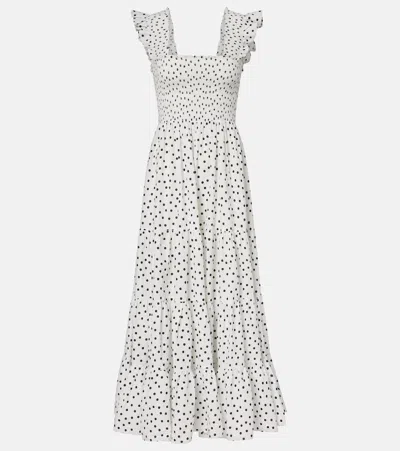 Rixo London Kendall Polka-dot Cotton Maxi Dress In White