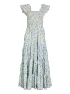 Rixo London Kendall Ruffled Floral-pattern Midi Dress In Neutral