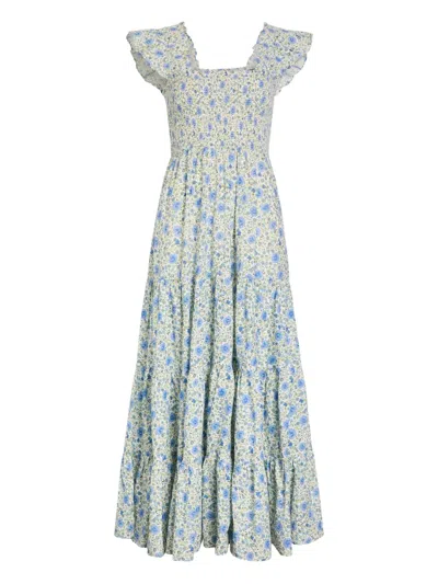 RIXO LONDON KENDALL RUFFLED FLORAL-PATTERN MIDI DRESS