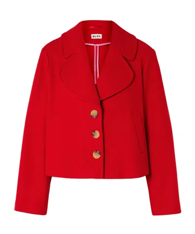 Rixo London Keyla Cropped Wool-blend Twill Jacket In Red