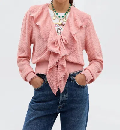 Rixo London Kianna Long Sleeve Cardigan In Blush In Pink