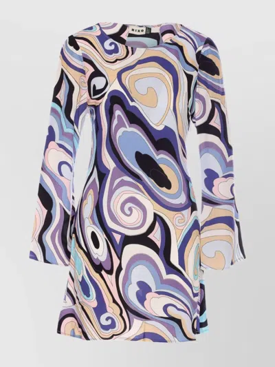 Rixo London Knee Length Abstract Pattern Printed Dress In Multi