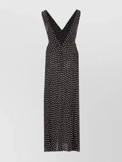Rixo London Knee Length Dress V-neckline In Black