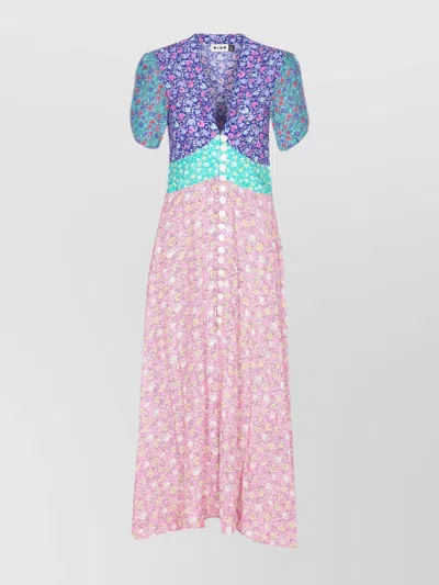 Rixo London Knee Length Dress With V-neckline And Floral Print