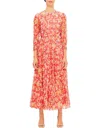 Rixo London Kristen Floral Voile Midi Dress In Red