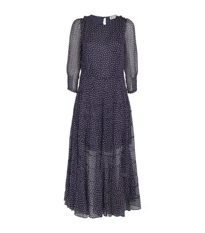 Rixo London Kristen Midi Dress In Navy