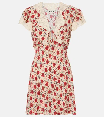 Rixo London Lacie Lace-trimmed Floral Minidress In Multi