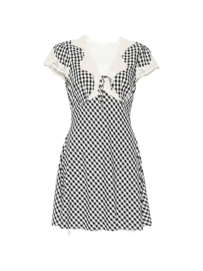Rixo London Lacie Lace-trim Gingham Mini Dress In Black