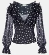 Rixo London Lasca Polka-dot Silk Top In Black