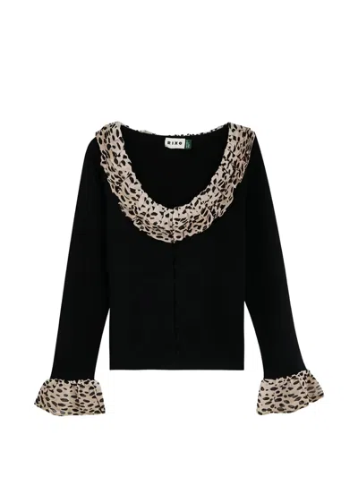 Rixo London Laurel Ruffled Cardigan In Black