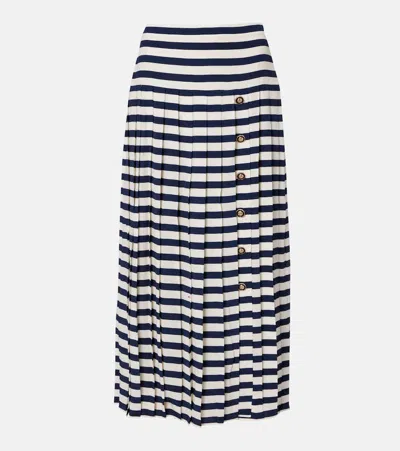 Rixo London Lea Striped Midi Skirt In Blue
