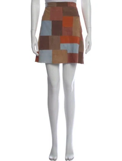 Pre-owned Rixo London Leather Mini Skirt In Blue