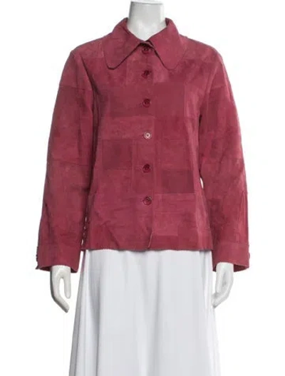 Pre-owned Rixo London Leather Patterned Jacket In Pink