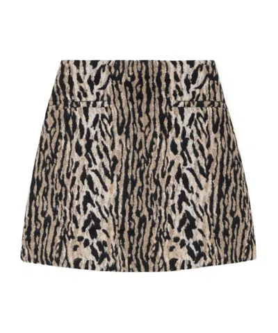 Rixo London Mariah Leopard-print Felt Mini Skirt In Brown
