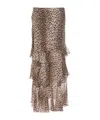 Rixo London Tiered Leopard Print Skirt Ruffle In Brown