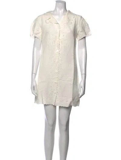 Pre-owned Rixo London Linen Mini Dress W/ Tags In White