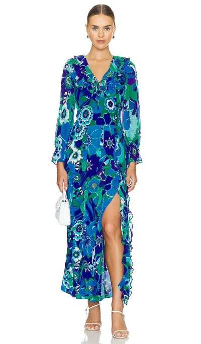Rixo London Linnett Dress In Miami Floral Emerald