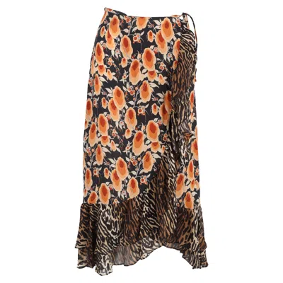 Rixo London Liv Printed Midi Wrap Skirt In Multicolor Silk