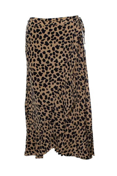 Rixo London London, Leopard Printed Wrap Midi Skirt In Brown