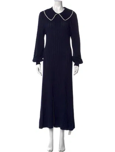 Pre-owned Rixo London Long Dress In Blue