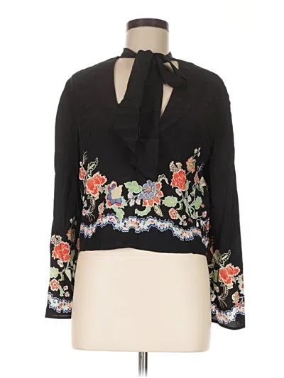 Pre-owned Rixo London Long Sleeve Blouse In Black