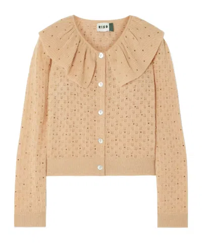 Rixo London Long Sleeve Knitted Cardigan In Brown