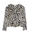 Rixo London Rixo Atlas Zebra Printed Ruffled Blouse In Black