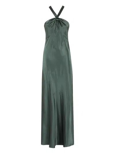 Rixo London Losanna Halterneck Knot Maxi Dress In Green